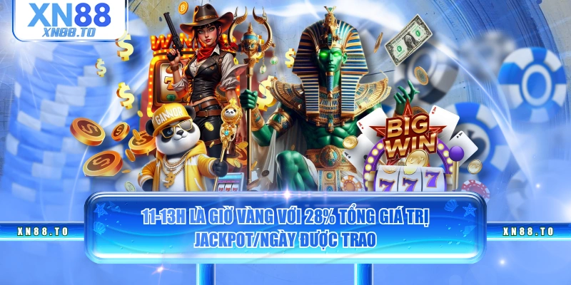 11-13h là giờ vàng với 28% tổng giá trị Jackpot/ngày được trao